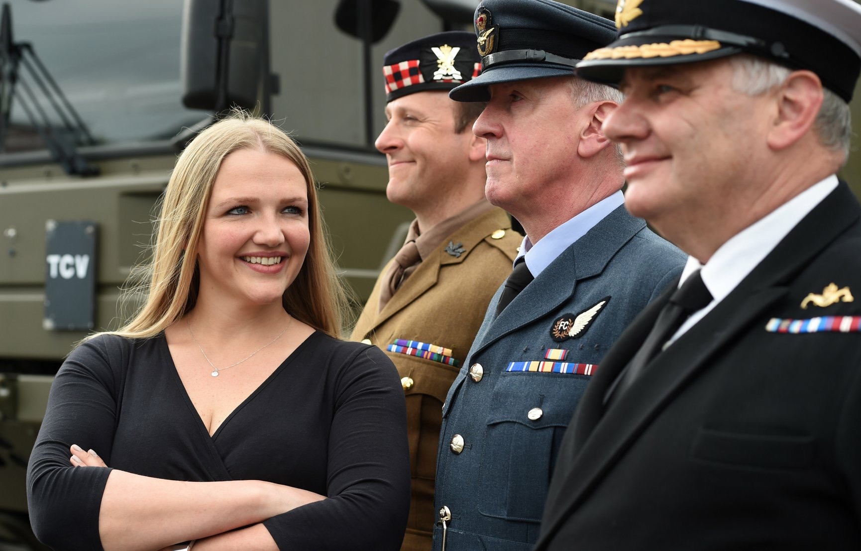 Jenna Hay from global recruitment firm Adecco meets the Commanding Officers of the Navy, Air and Army Reserve in Glasgow after signing the Armed Forces Covenant