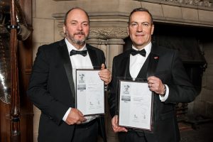 John Johnstone of BD Print and Scott Forrest of Forrest Precision Engineering hold their Silver ERS awards at a ceremony in 2019