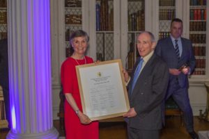 Robbie Gibson receives certificate from Lord-Lieutenant