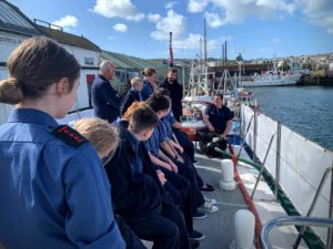 Dunbar Sea Cadets having training session on ship