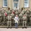Cadets pose with Lady Glenconner on the steps of Dumfries House