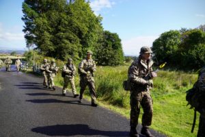 Air Cadets march along the road at Dechmont
