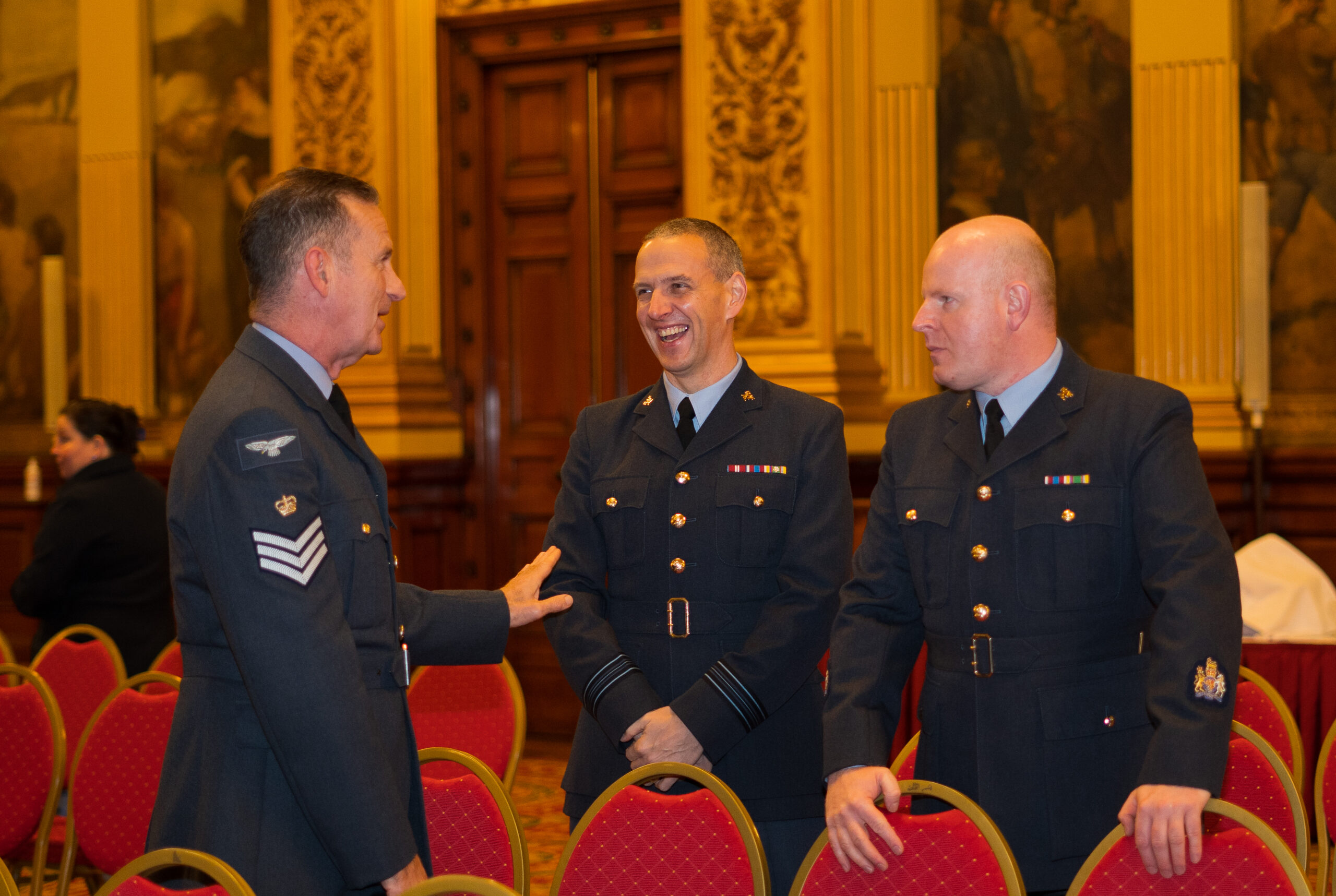 CFAVs from West Scotland Wing Air Training Corps catching up before the awards event.