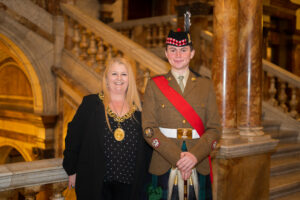 Cadet CSM Scott Connor with the Lord-Lieutenant for Glasgow