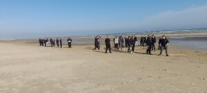 Cadets from West Lowland Battalion exploring the beaches of Normandy