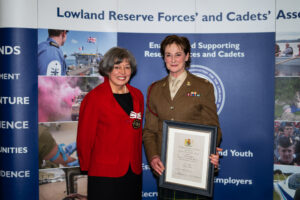 Major Heather Beattie receiving her Lord-Lieutenant's Award