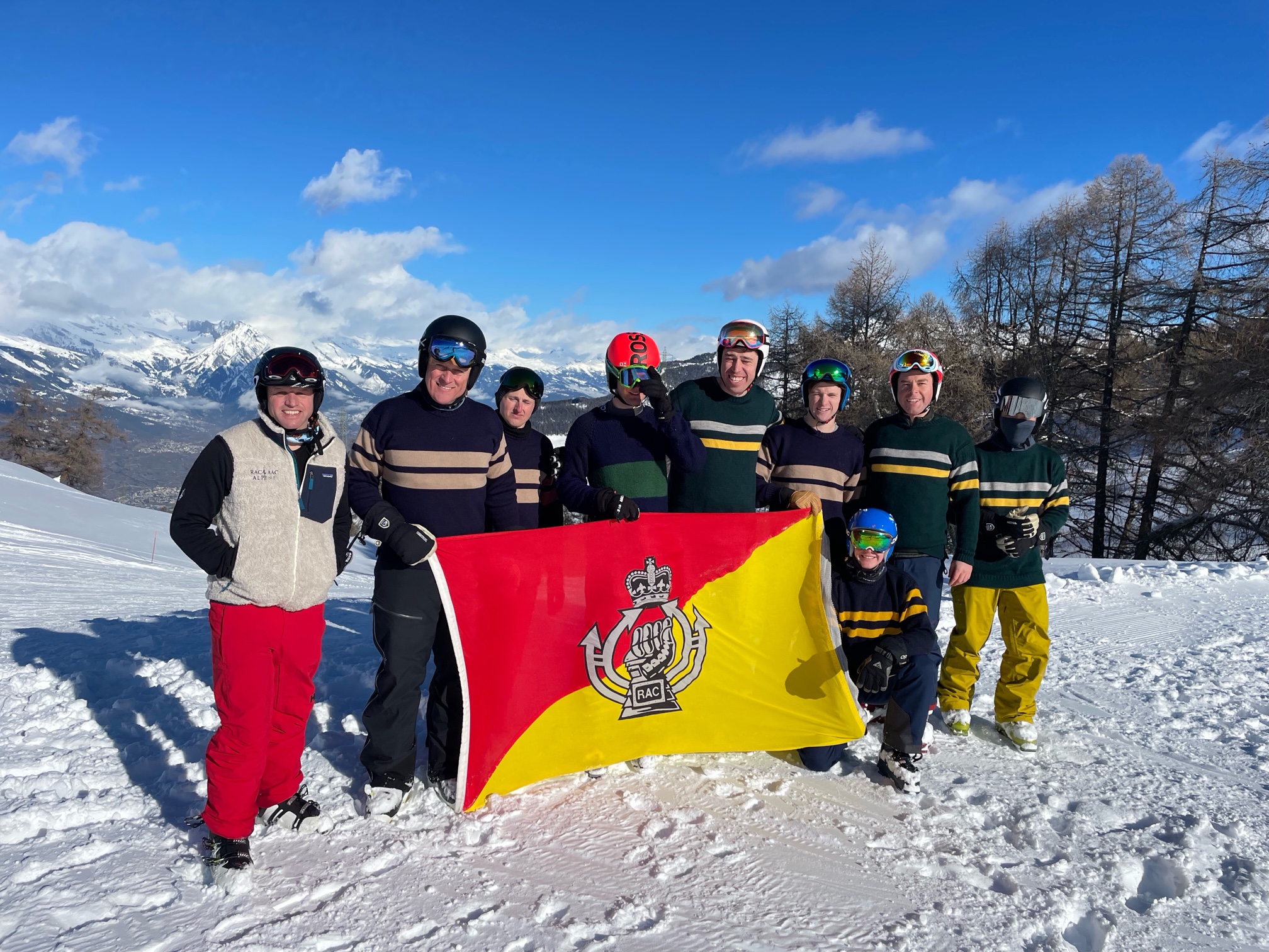 The Yeomanry team posing on the slopes in Verbier.