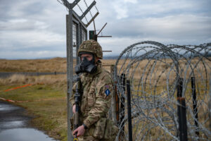 A Reservist from 32 Signal Regiment on exercise at Barry Buddon