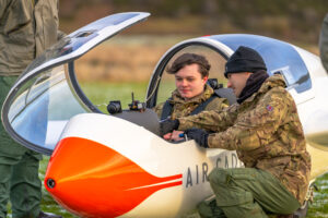 Analytical Skills: Air Cadet preparing for a glider flight
