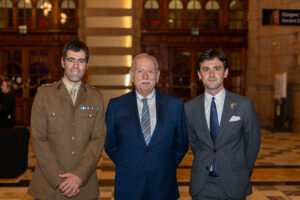 Left to right: Lieutenant Colonel Huw Gilbert, former Commanding Officer 105 Regiment Royal Artillery, local Gold ERS employer Jim McVicar and 105 Regiment Reservist Lance Bombardier Sean Deary.