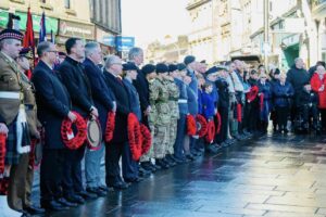 RAF Air Cadets from 2175 Rolls-Royce Squadron join members of the military community in Paisley to lay poppy wreaths.