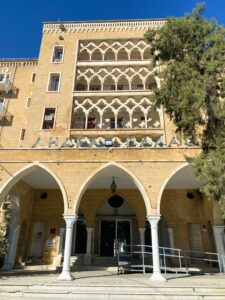 Facade of the Ledra Palace Hotel, located in the Nicosia section of the Buffer Zone.