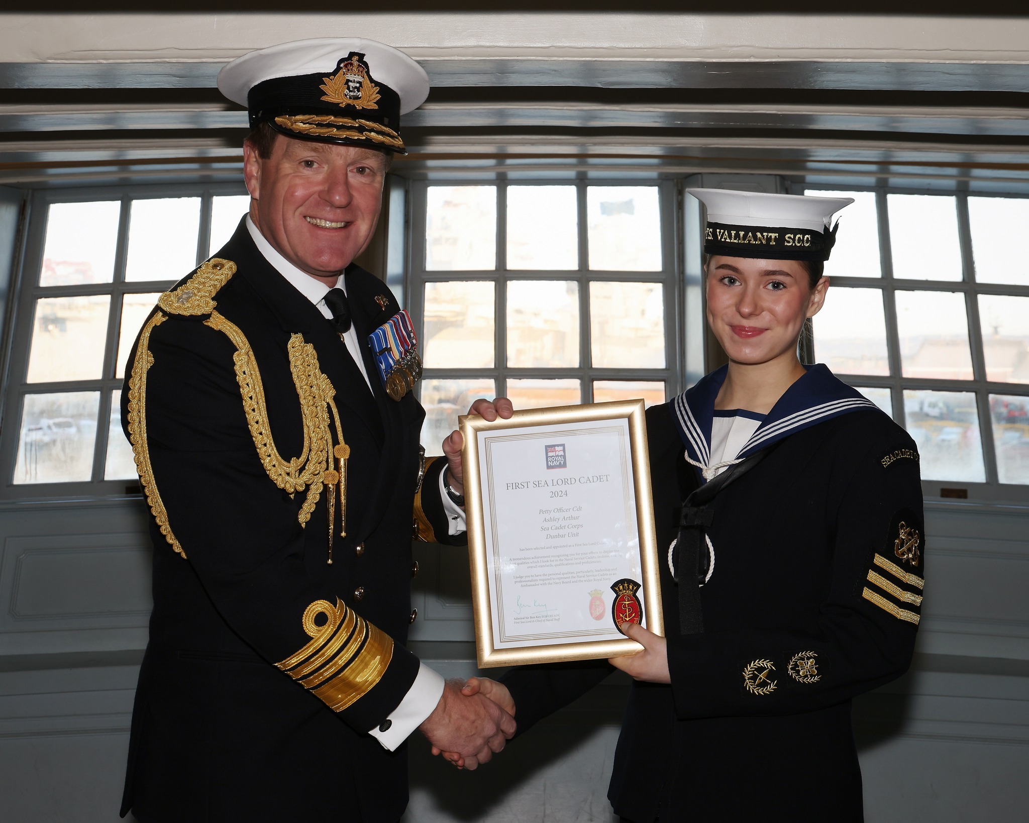 Ashley receives certificate from first sea lord