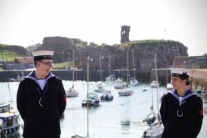 Ashley with another sea cadet in Dunbar smiling